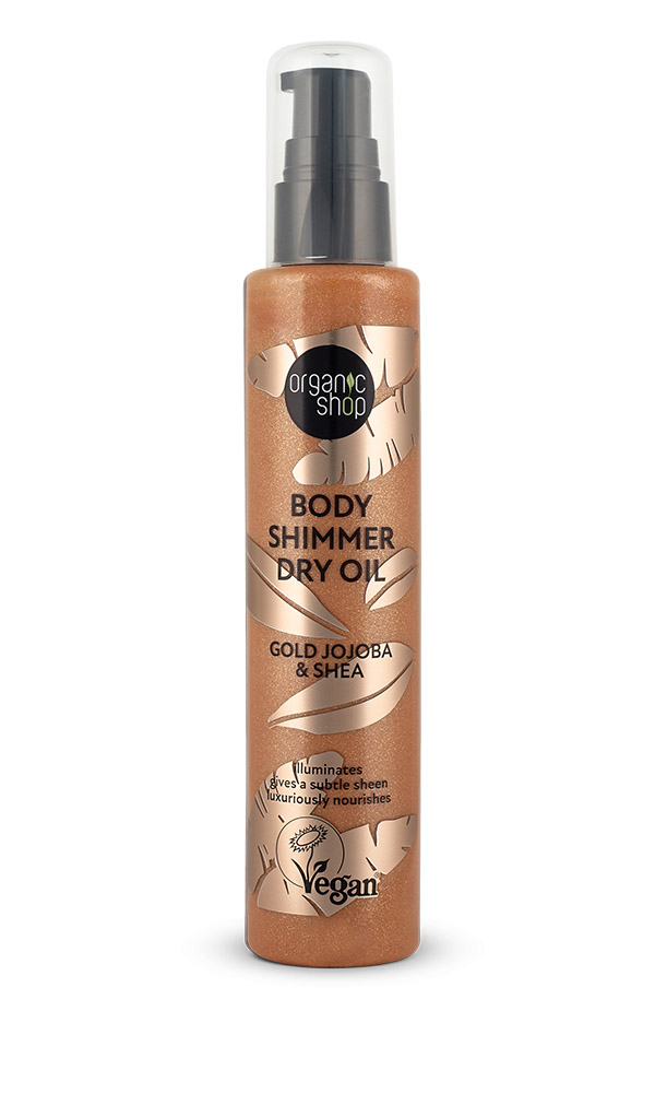 Organic Shop Body Shimmer Dry Oil, με Jojoba & Βούτυρο Καριτέ 100ml