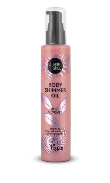 Body Shimmer Oil με Τριαντάφυλλο & Λίτσι, 100ml