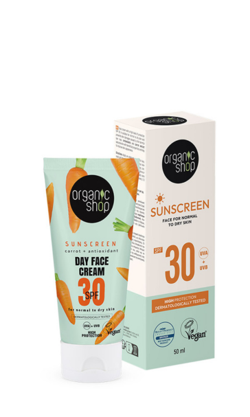 Αντηλιακό Προσώπου με SPF30 Organic Shop Basic για Κανονική έως Ευαίσθητη Επιδερμίδα, 50ml